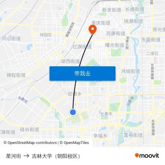 星河街 to 吉林大学（朝阳校区） map