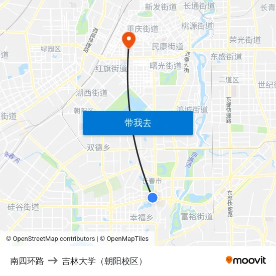 南四环路 to 吉林大学（朝阳校区） map