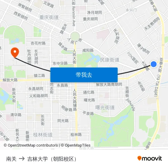 南关 to 吉林大学（朝阳校区） map