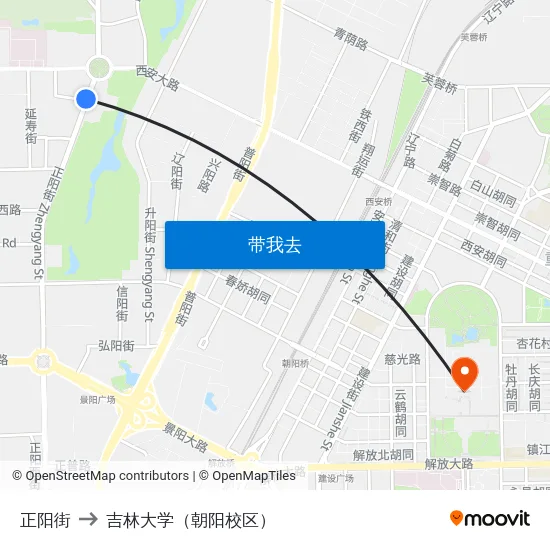正阳街 to 吉林大学（朝阳校区） map