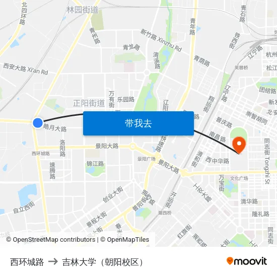 西环城路 to 吉林大学（朝阳校区） map
