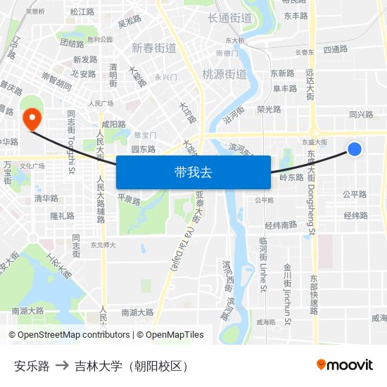 安乐路 to 吉林大学（朝阳校区） map