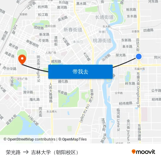 荣光路 to 吉林大学（朝阳校区） map