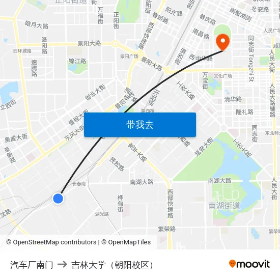 汽车厂南门 to 吉林大学（朝阳校区） map