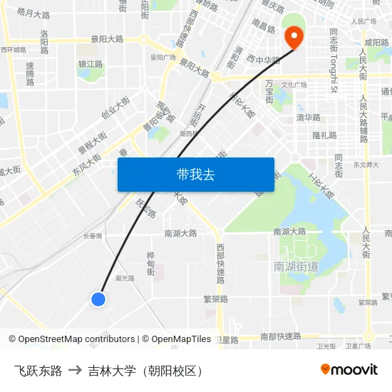 飞跃东路 to 吉林大学（朝阳校区） map