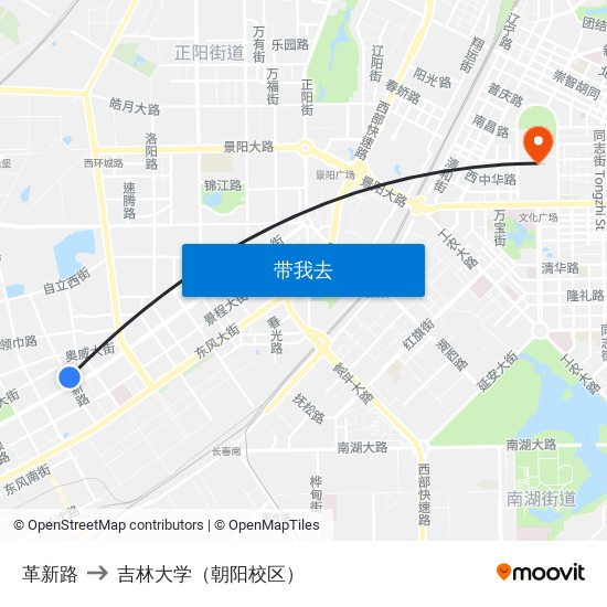 革新路 to 吉林大学（朝阳校区） map