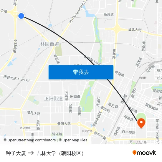 种子大厦 to 吉林大学（朝阳校区） map