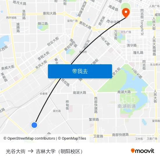 光谷大街 to 吉林大学（朝阳校区） map