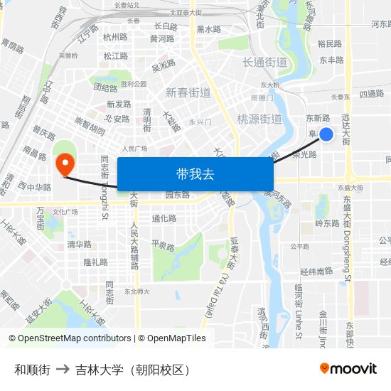 和顺街 to 吉林大学（朝阳校区） map