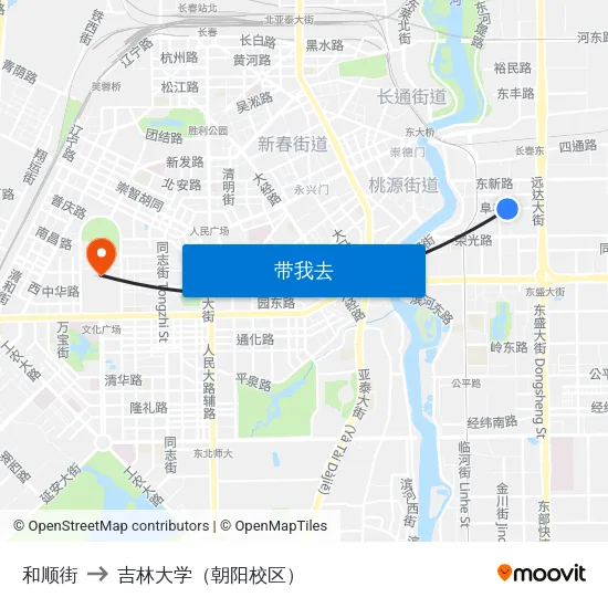 和顺街 to 吉林大学（朝阳校区） map