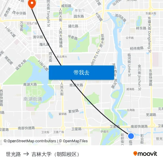 世光路 to 吉林大学（朝阳校区） map