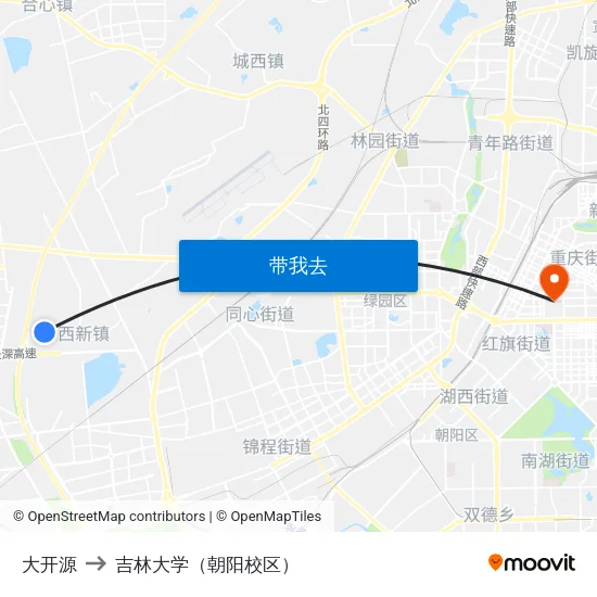 大开源 to 吉林大学（朝阳校区） map