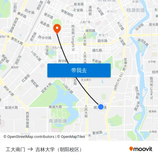 工大南门 to 吉林大学（朝阳校区） map