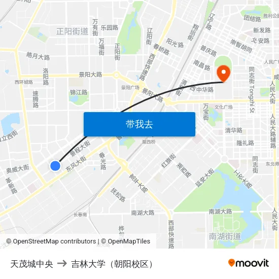 天茂城中央 to 吉林大学（朝阳校区） map