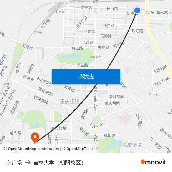 东广场 to 吉林大学（朝阳校区） map
