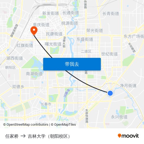 任家桥 to 吉林大学（朝阳校区） map