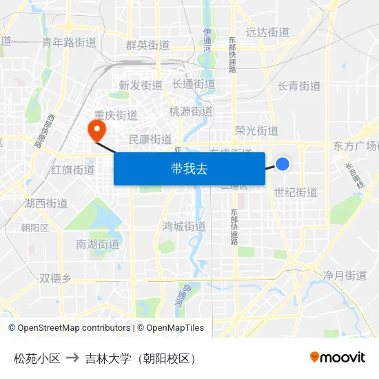 松苑小区 to 吉林大学（朝阳校区） map