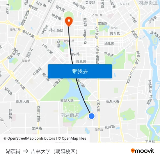 湖滨街 to 吉林大学（朝阳校区） map