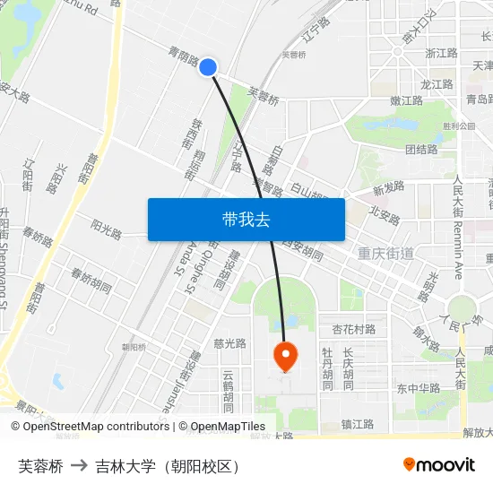 芙蓉桥 to 吉林大学（朝阳校区） map