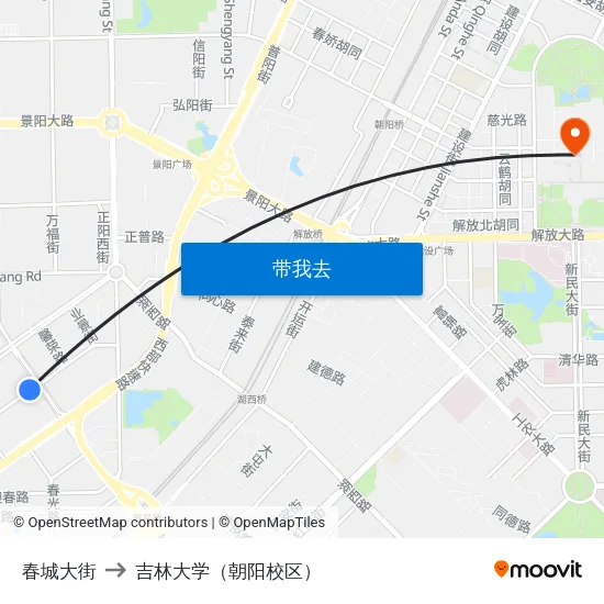 春城大街 to 吉林大学（朝阳校区） map