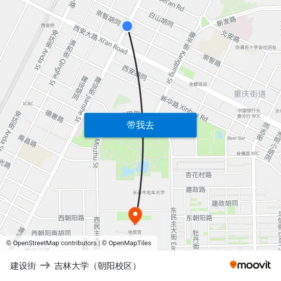 建设街 to 吉林大学（朝阳校区） map