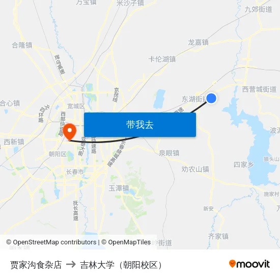 贾家沟食杂店 to 吉林大学（朝阳校区） map