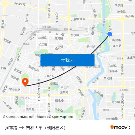 河东路 to 吉林大学（朝阳校区） map