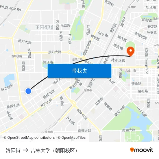 洛阳街 to 吉林大学（朝阳校区） map