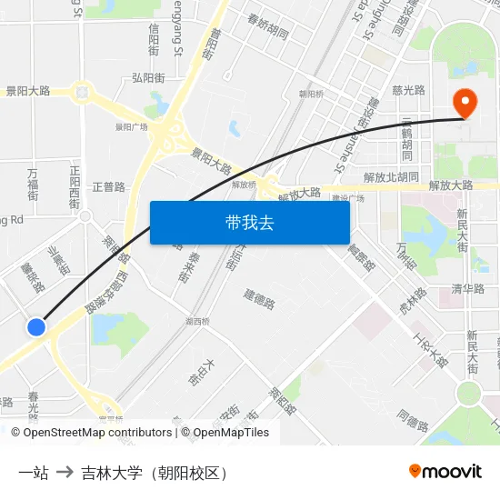 一站 to 吉林大学（朝阳校区） map