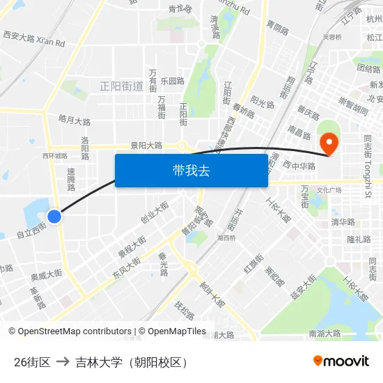 26街区 to 吉林大学（朝阳校区） map