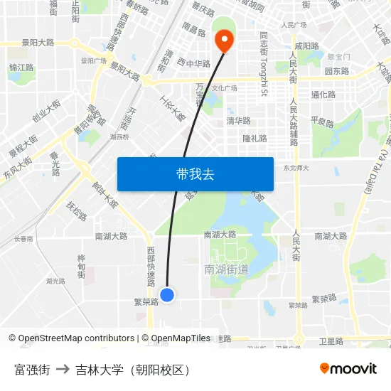 富强街 to 吉林大学（朝阳校区） map