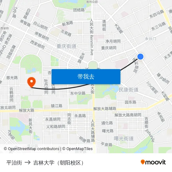 平治街 to 吉林大学（朝阳校区） map