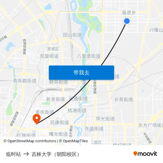 临时站 to 吉林大学（朝阳校区） map