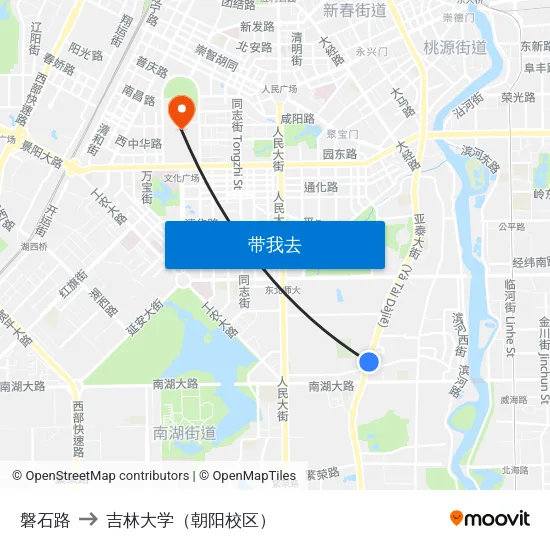 磐石路 to 吉林大学（朝阳校区） map