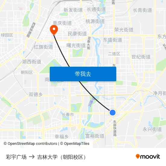 彩宇广场 to 吉林大学（朝阳校区） map