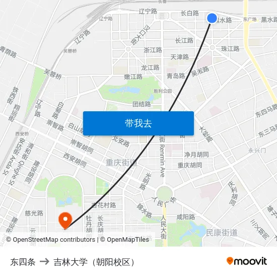 东四条 to 吉林大学（朝阳校区） map