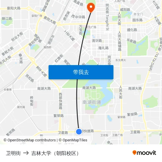 卫明街 to 吉林大学（朝阳校区） map