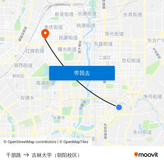 千朋路 to 吉林大学（朝阳校区） map