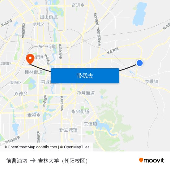 前曹油坊 to 吉林大学（朝阳校区） map