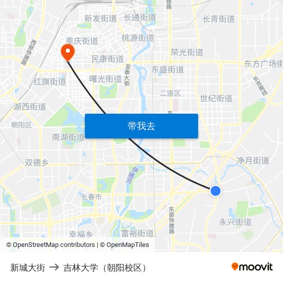 新城大街 to 吉林大学（朝阳校区） map