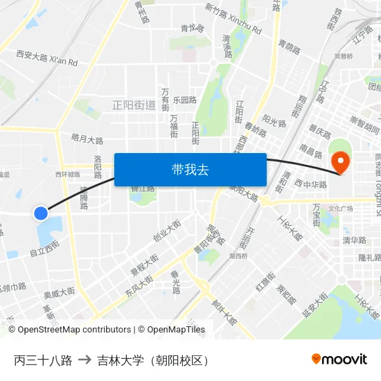 丙三十八路 to 吉林大学（朝阳校区） map