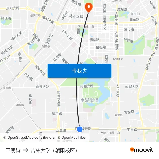 卫明街 to 吉林大学（朝阳校区） map