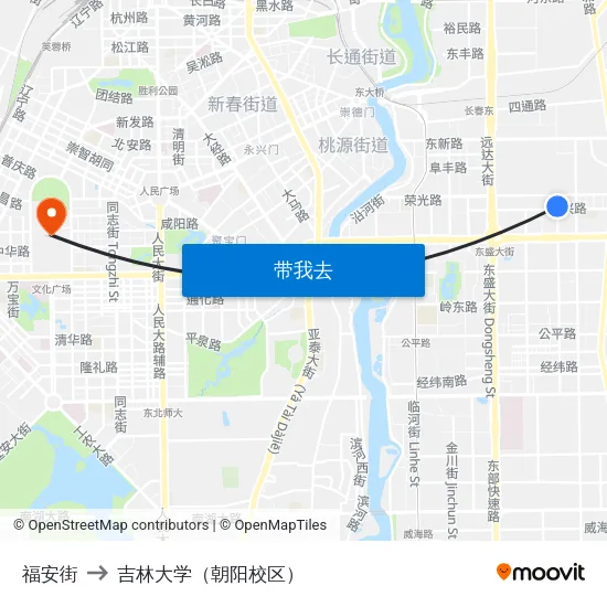福安街 to 吉林大学（朝阳校区） map