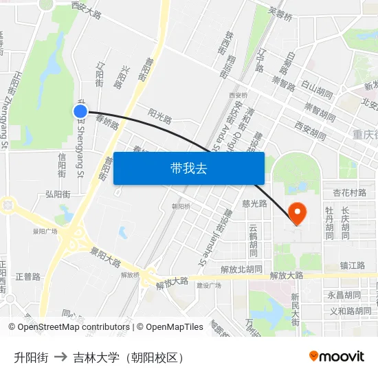 升阳街 to 吉林大学（朝阳校区） map