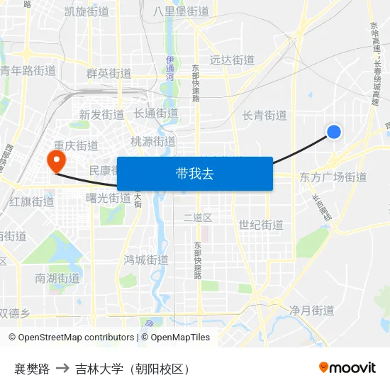 襄樊路 to 吉林大学（朝阳校区） map