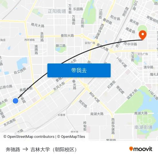 奔驰路 to 吉林大学（朝阳校区） map