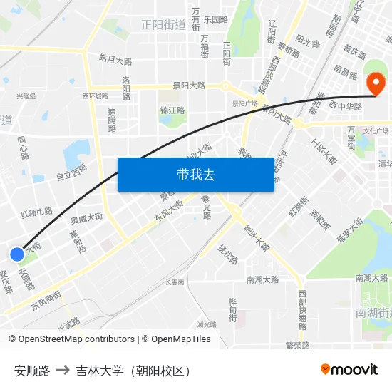 安顺路 to 吉林大学（朝阳校区） map
