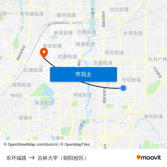 东环城路 to 吉林大学（朝阳校区） map