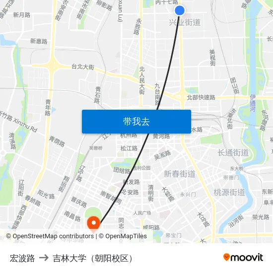 宏波路 to 吉林大学（朝阳校区） map