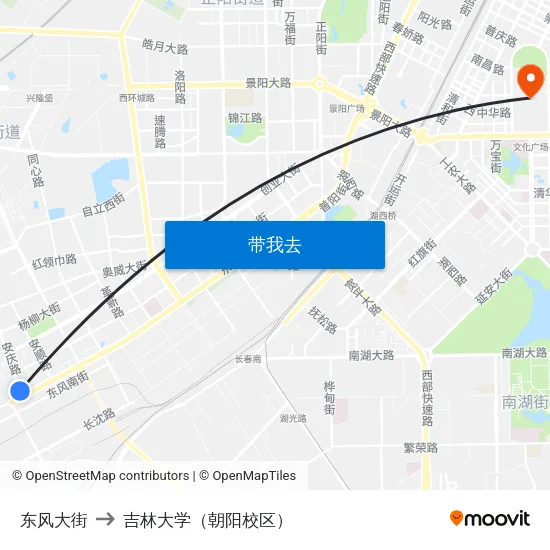 东风大街 to 吉林大学（朝阳校区） map